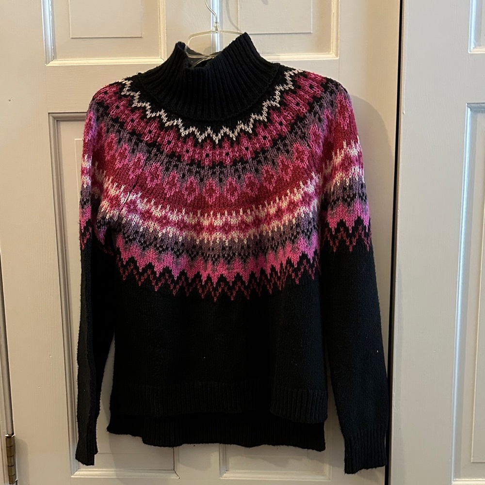 Lucky Brand Black and Pink Turtleneck Sweater